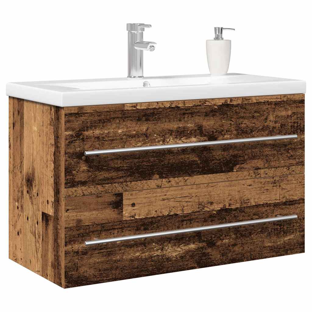 Baderomsvaskeskap med skuff 2 pcs Gamle tre 80 x 38,5 x 48 cm