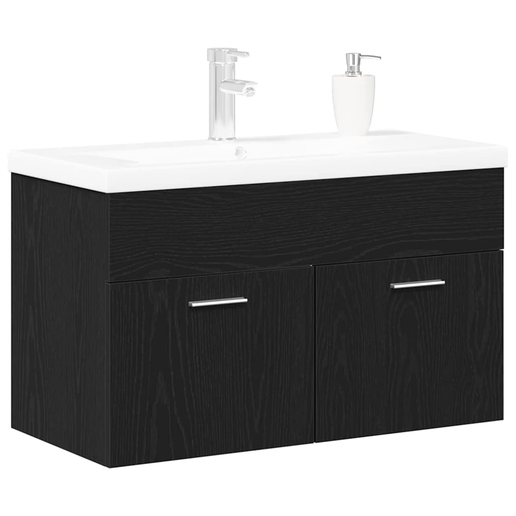 Baderomsskap Svart Eik 90 x 38,5 x 46 cm Konstruert tre