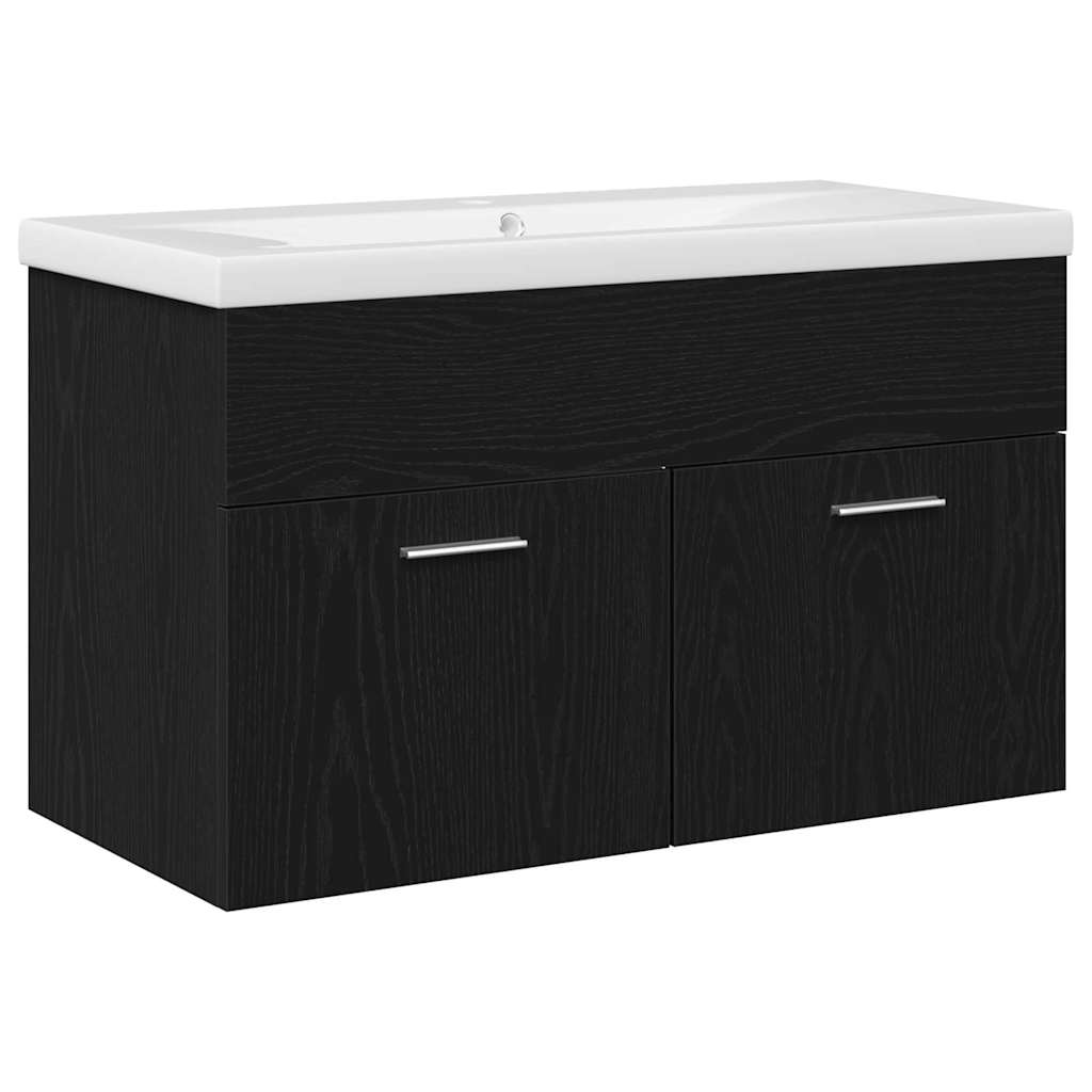 Baderomsskap med dør Svart Eik 80 x 38,5 x 46 cm Konstruert tre