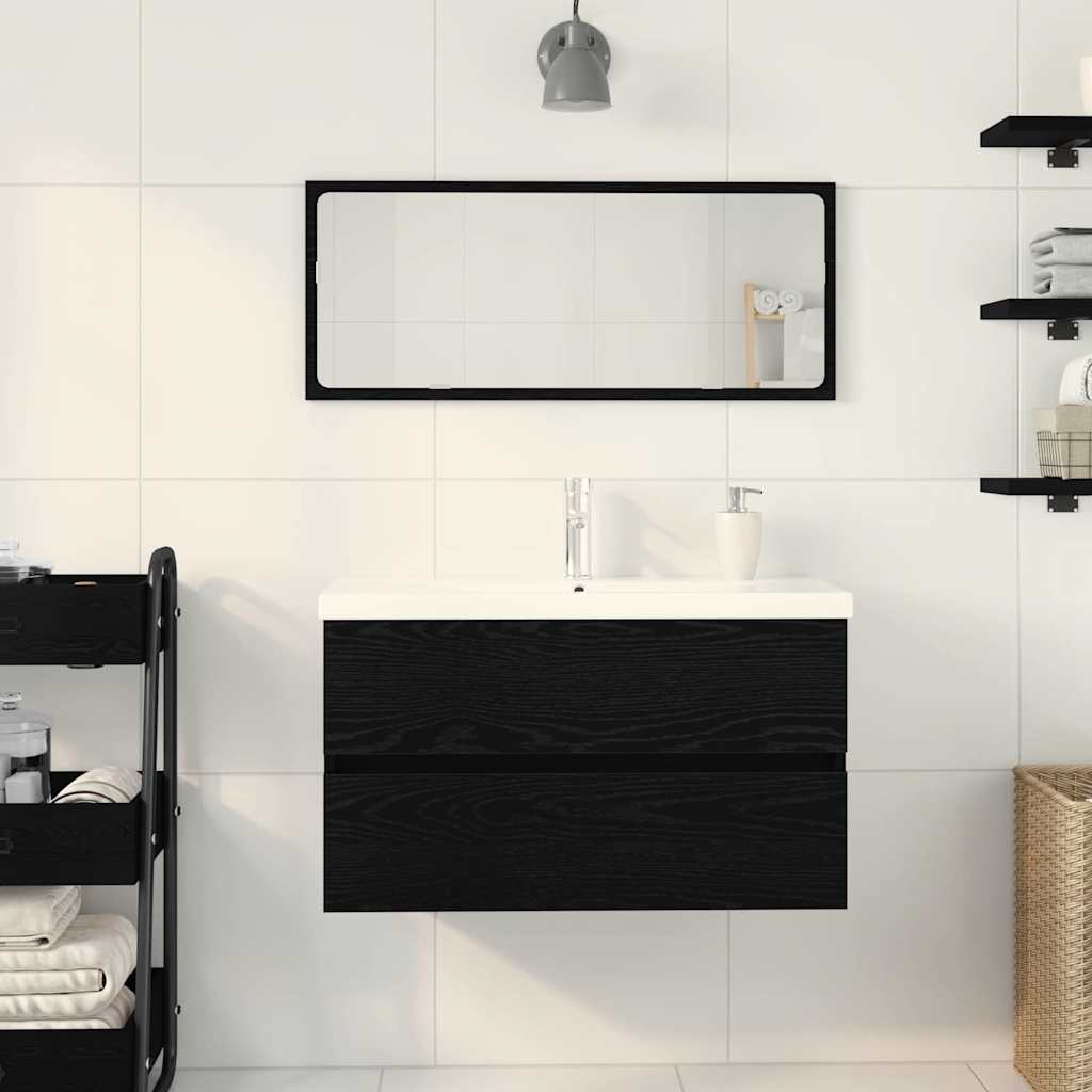 Baderomsvaskeskap for Svart Eik 80 x 39 x 62 cm Konstruert tre
