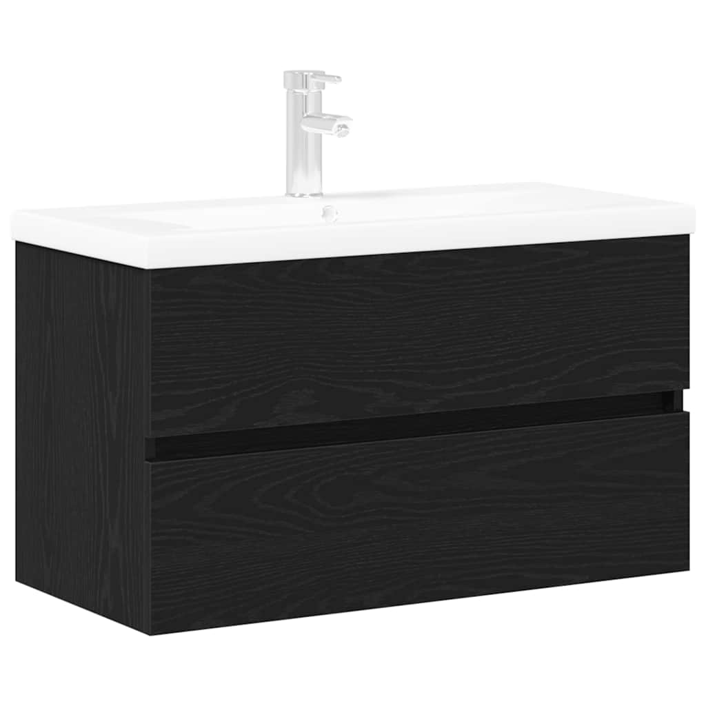 Baderomsvaskeskap for Svart Eik 80 x 39 x 62 cm Konstruert tre