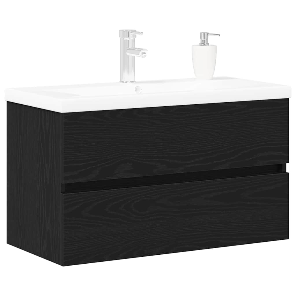 Baderomsvaskeskap for Svart Eik 80 x 39 x 62 cm Konstruert tre