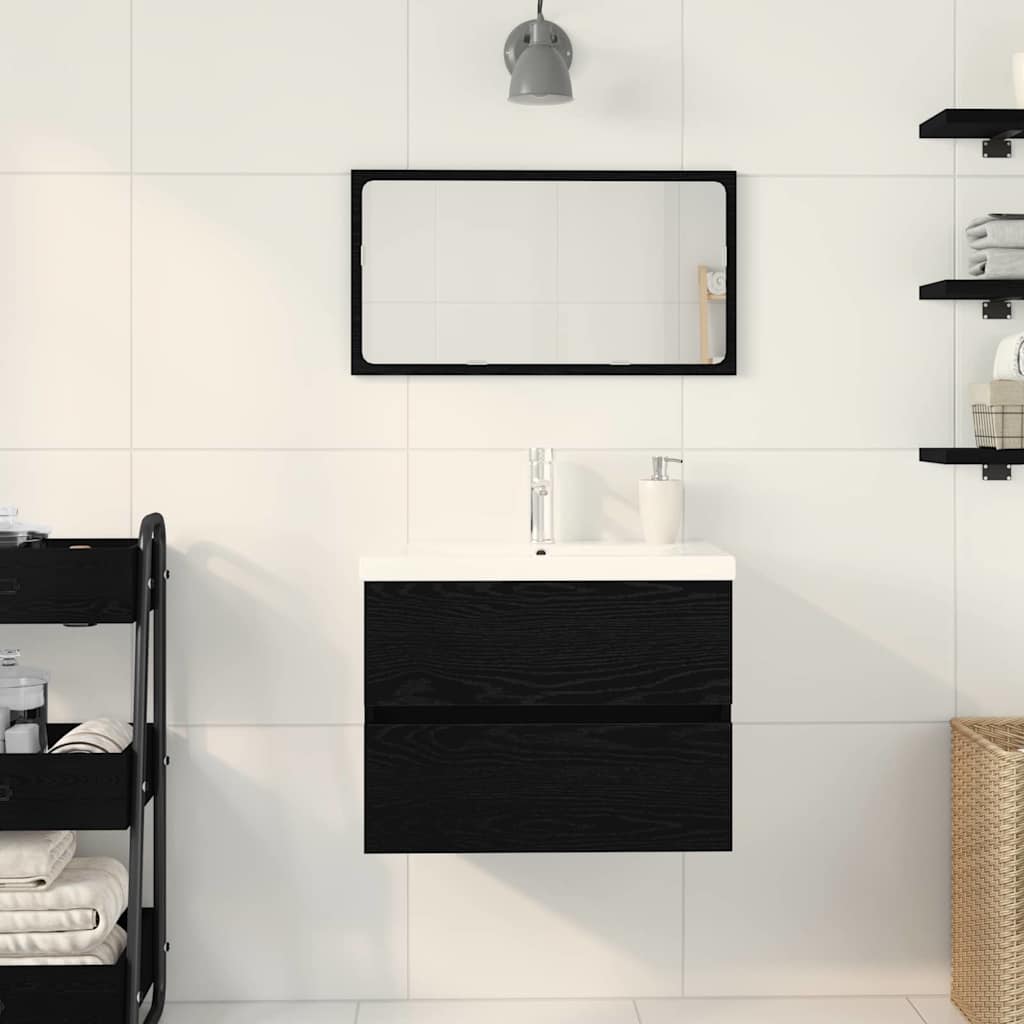 Baderomsvaskeskap for Svart Eik 60 x 39 x 62 cm Konstruert tre