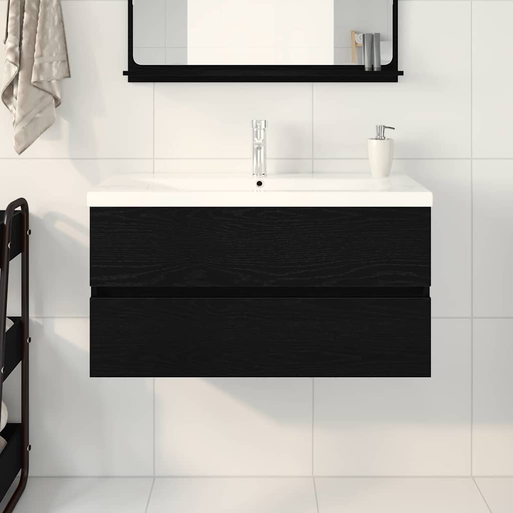 Baderomsvaskeskap for Svart Eik 90 x 39 x 62 cm Konstruert tre