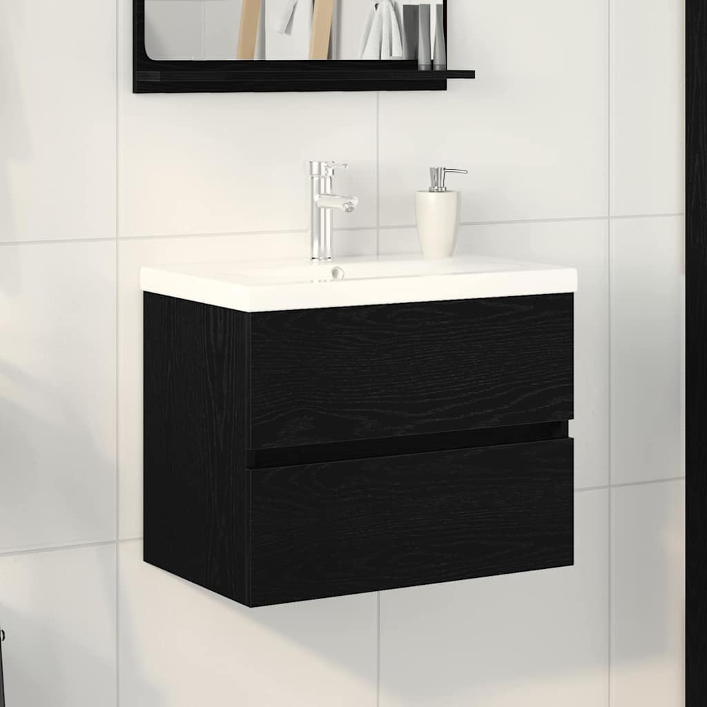 Baderomsvaskeskap for Svart Eik 60 x 39 x 62 cm Konstruert tre
