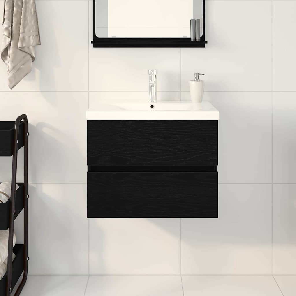 Baderomsvaskeskap for Svart Eik 60 x 39 x 62 cm Konstruert tre