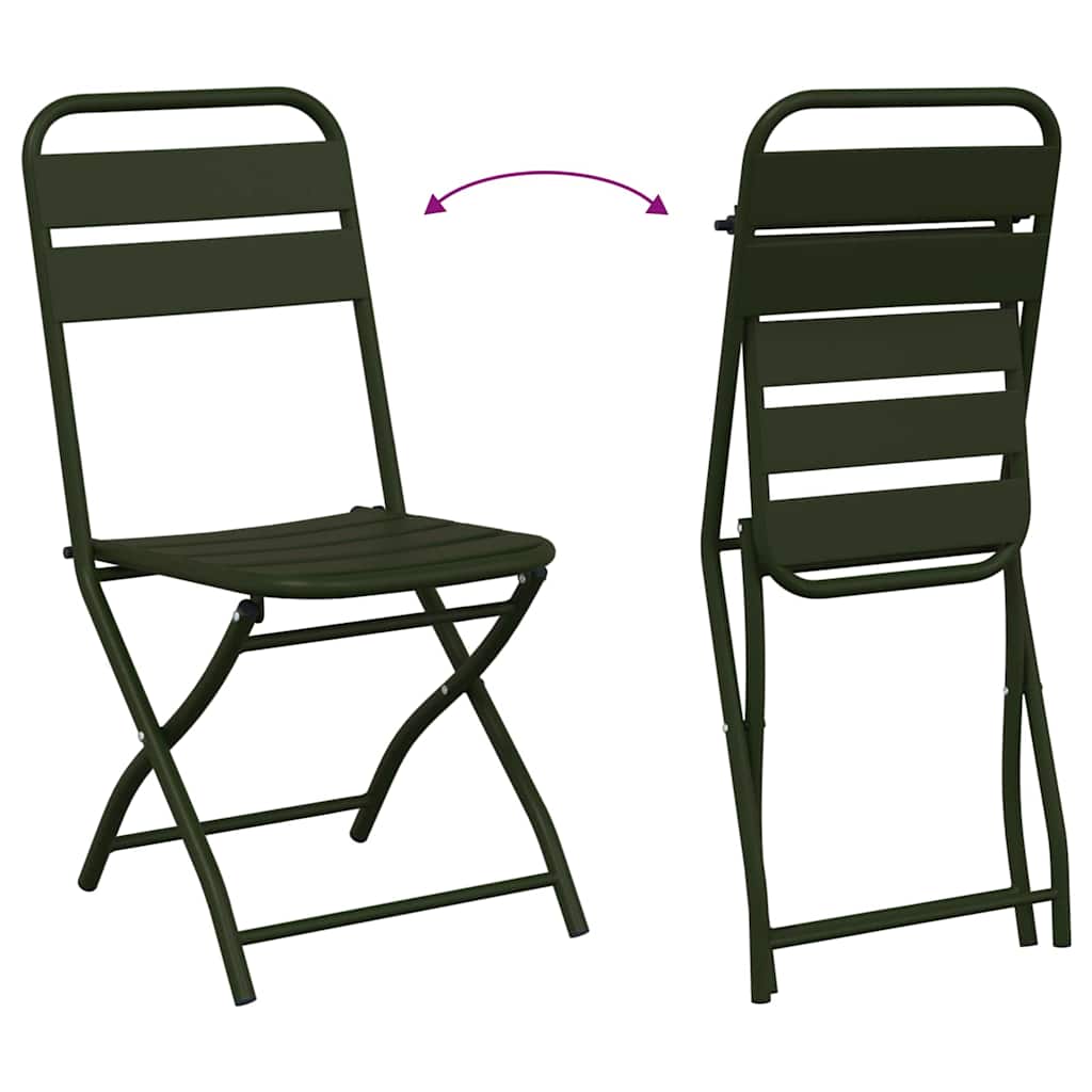 Hage Folding Stol 2 pcs grønn 42 x 52 x 82cm Pulverlakkert stål