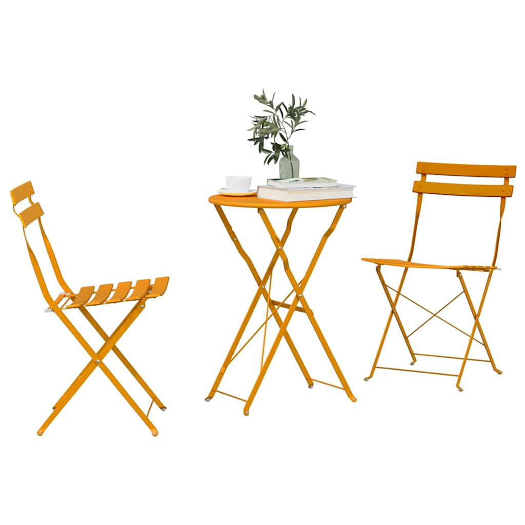 Sammenleggbart Bistrosett 3 pcs Sennepsgul Stål