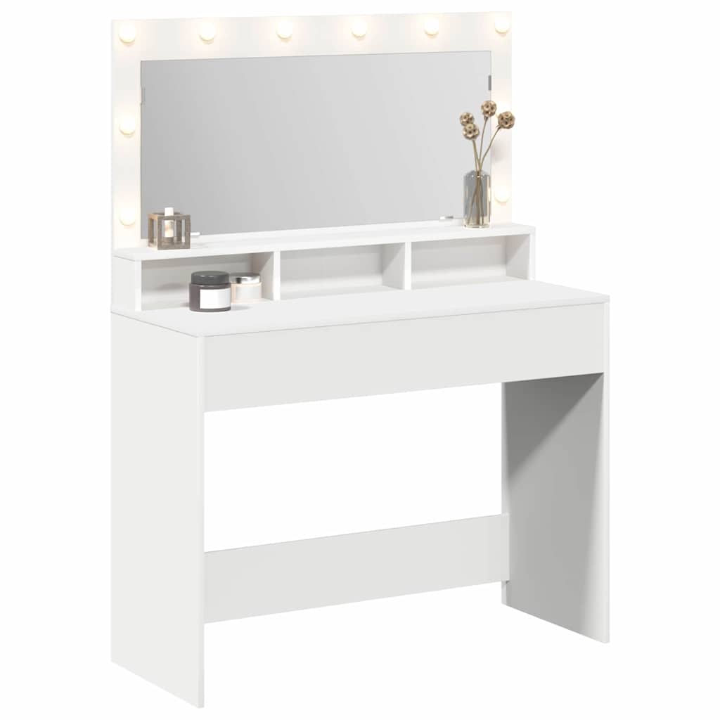Sminkebord med speillys Hvit 100 x 41 x 135 cm Konstruert tre