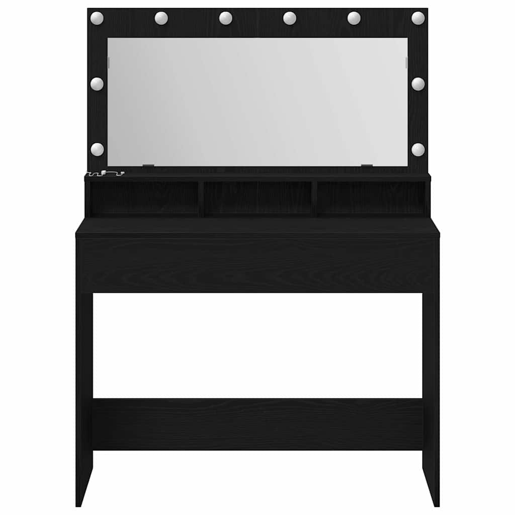 Sminkebord med hylle Svart Eik 100 x 41 x 135 cm Konstruert tre