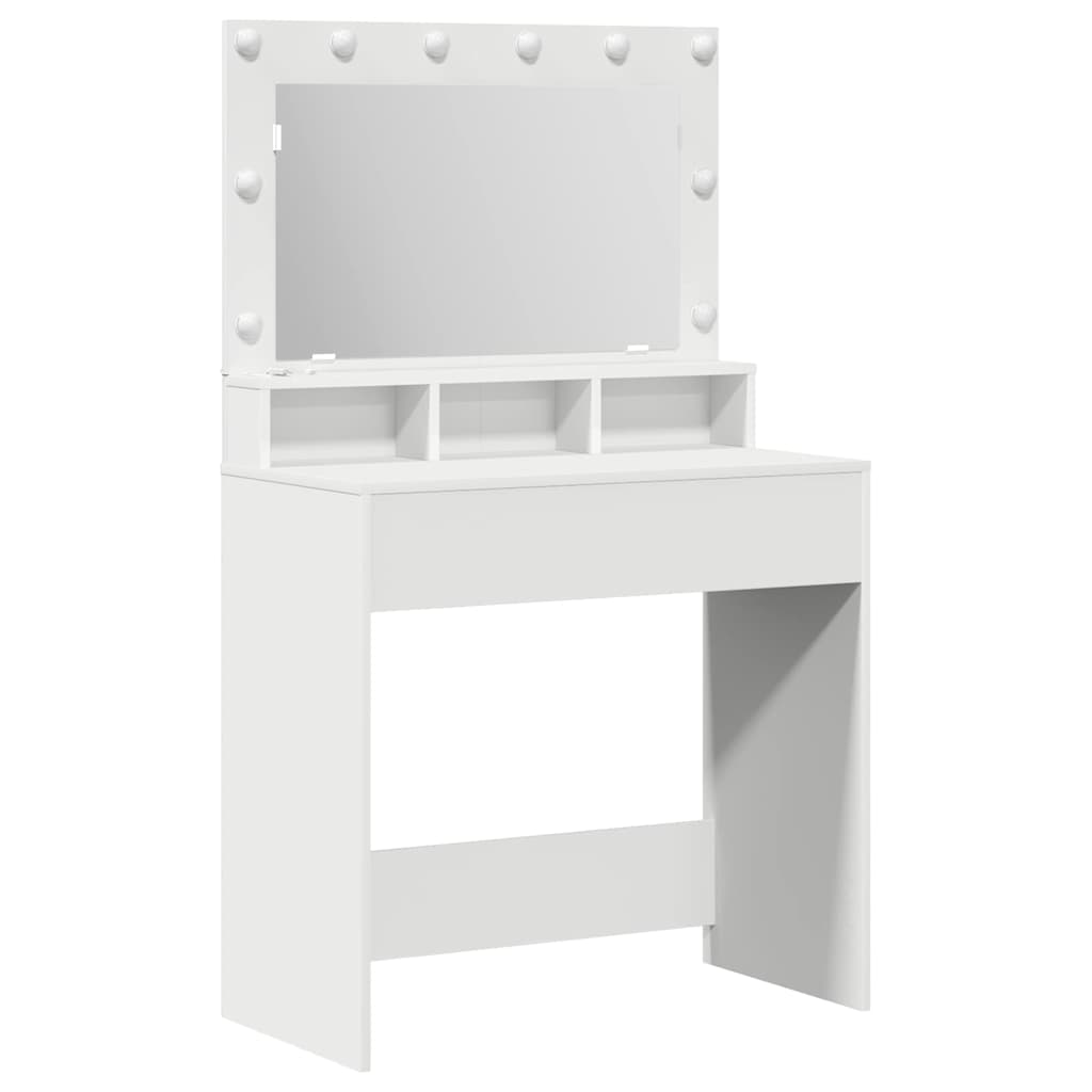 Sminkebord med speillys Hvit 78,5 x 41 x 135 cm Konstruert tre
