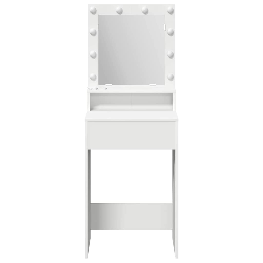 Sminkebord med speillys Hvit 50 x 41 x 135 cm Konstruert tre