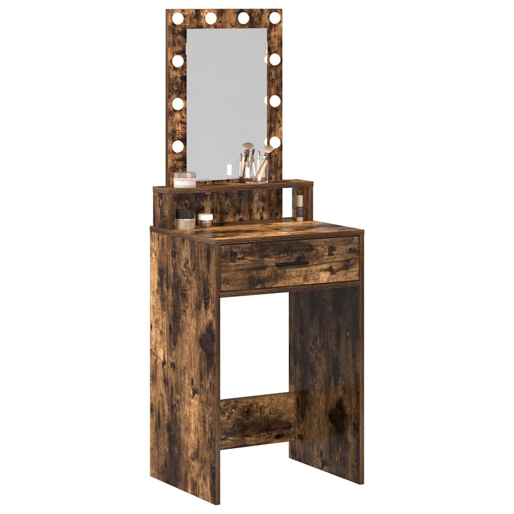 Sminkebord med speillys Brun 50 x 41 x 140 cm Konstruert tre