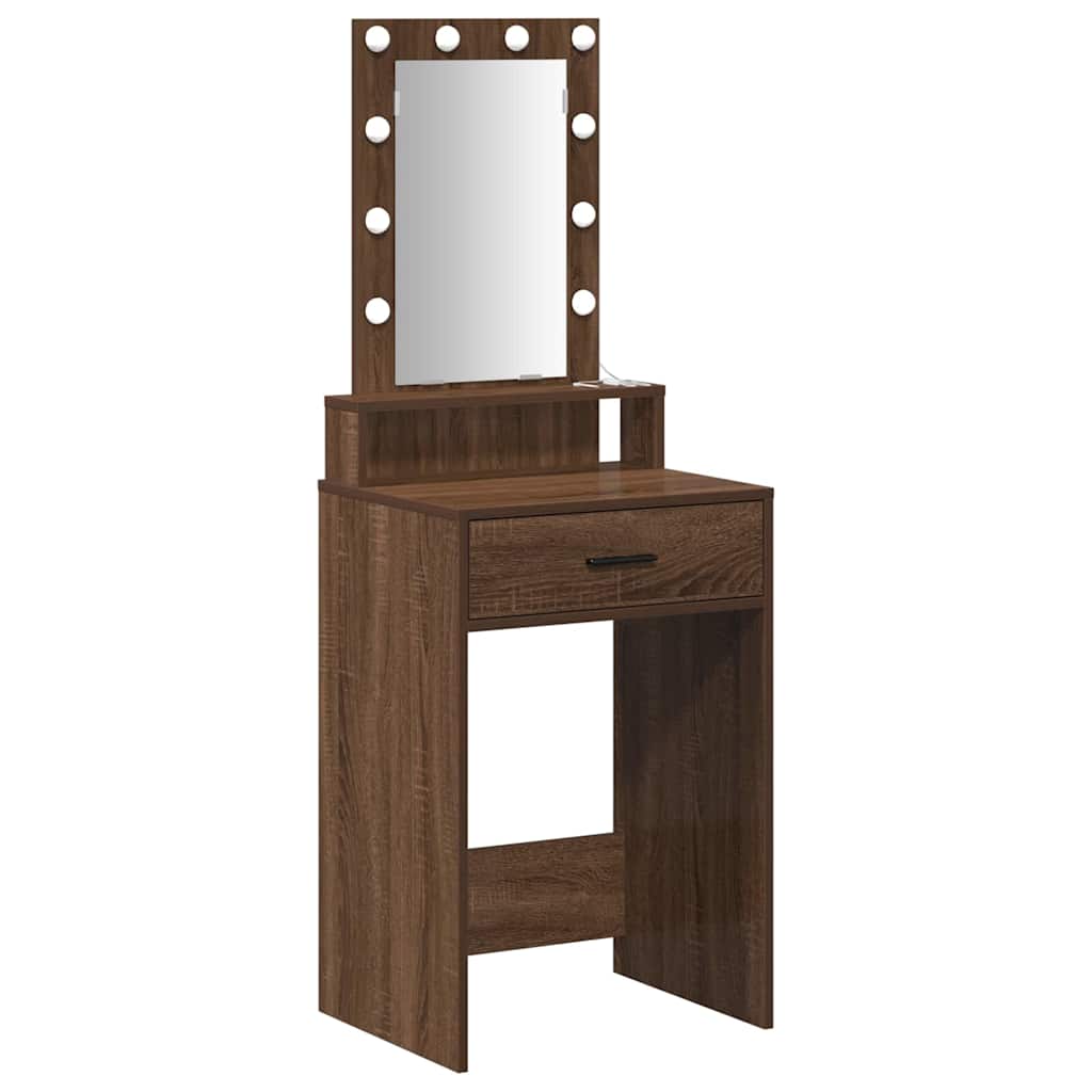 Sminkebord med speillys Brun 50 x 41 x 140 cm Konstruert tre