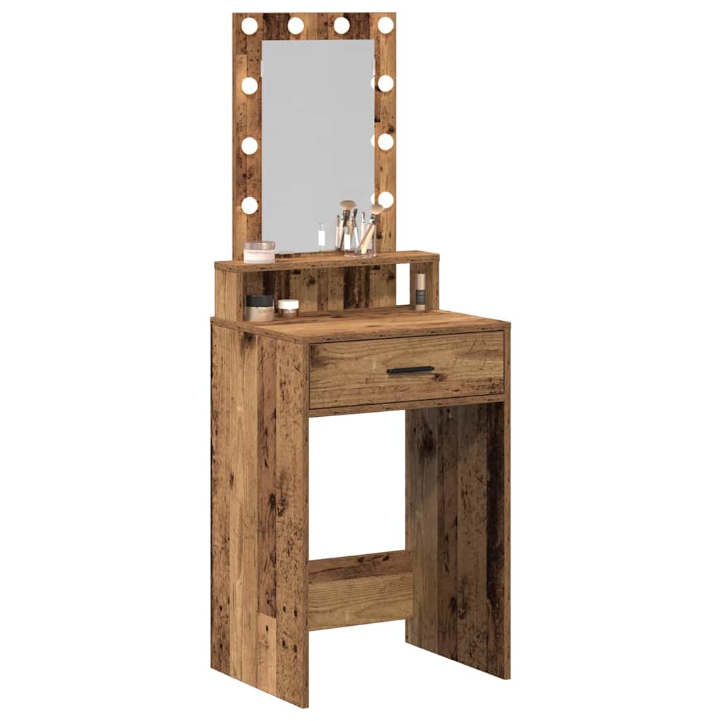 Sminkebord med speillys Brun 50 x 41 x 140 cm Konstruert tre