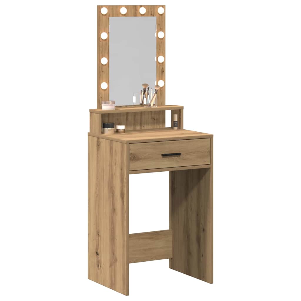 Sminkebord med speillys Brun 50 x 41 x 140 cm Konstruert tre