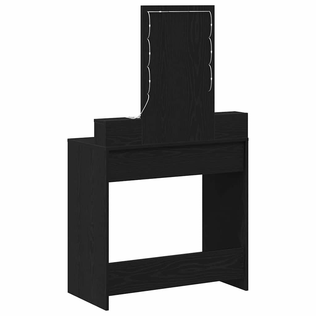Sminkebord med speillys Svart 79 x 41 x 140 cm Konstruert tre