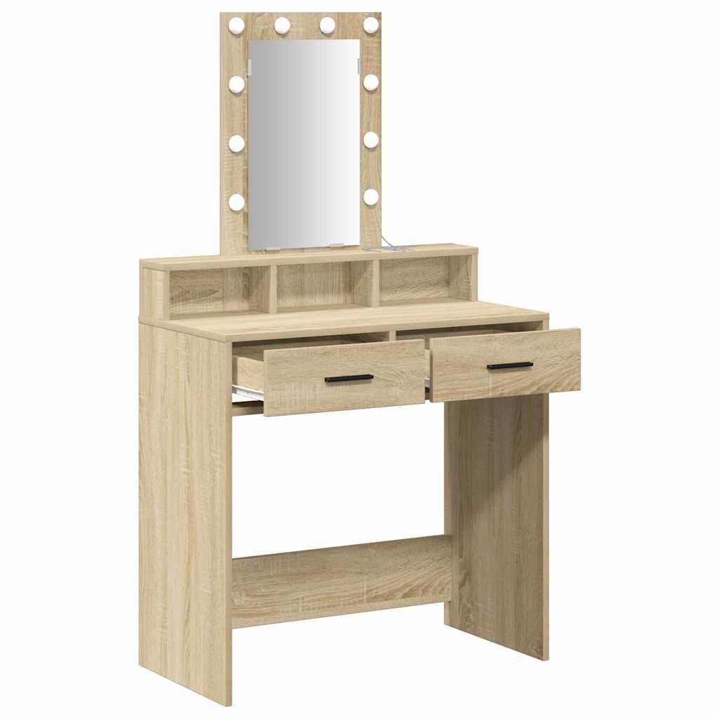 Sminkebord med speillys Brun 79 x 41 x 140 cm Konstruert tre