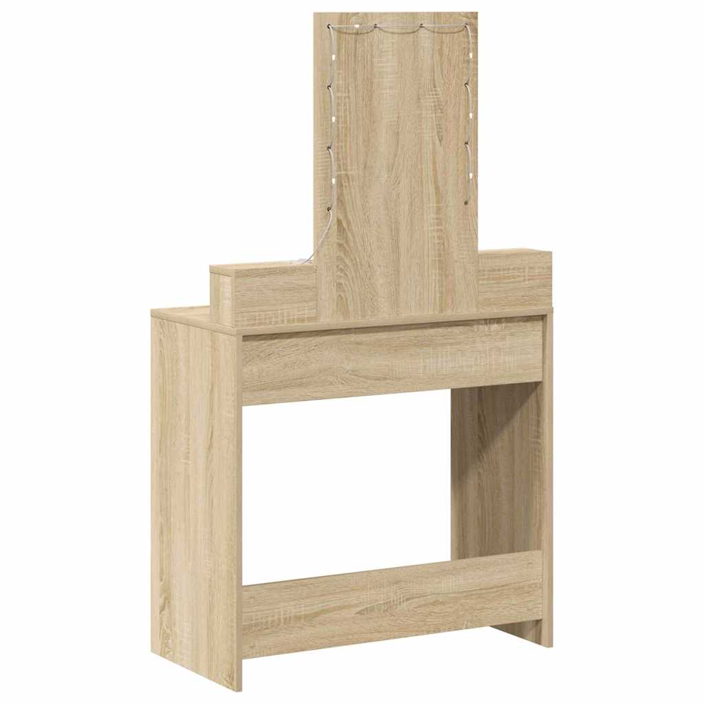 Sminkebord med speillys Brun 79 x 41 x 140 cm Konstruert tre