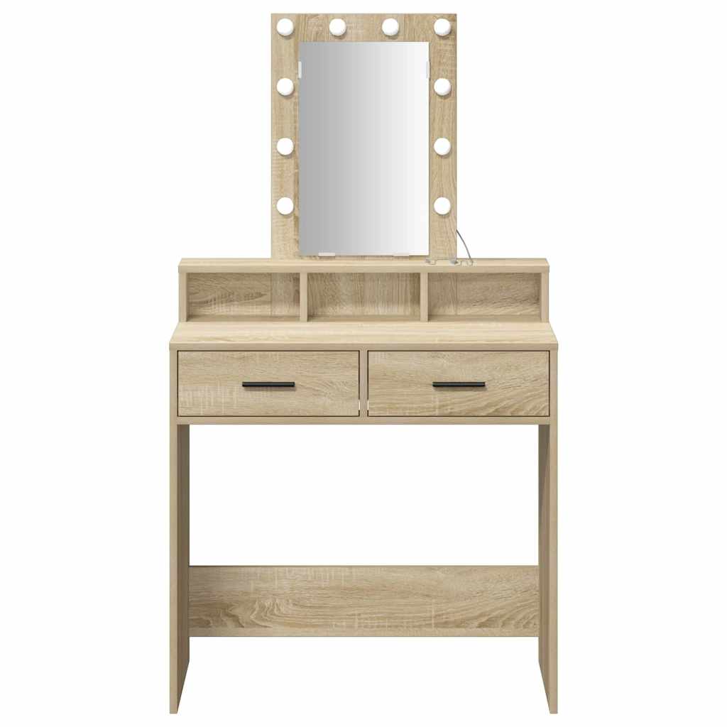Sminkebord med speillys Brun 79 x 41 x 140 cm Konstruert tre