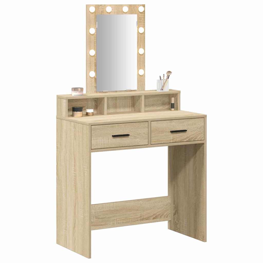 Sminkebord med speillys Brun 79 x 41 x 140 cm Konstruert tre