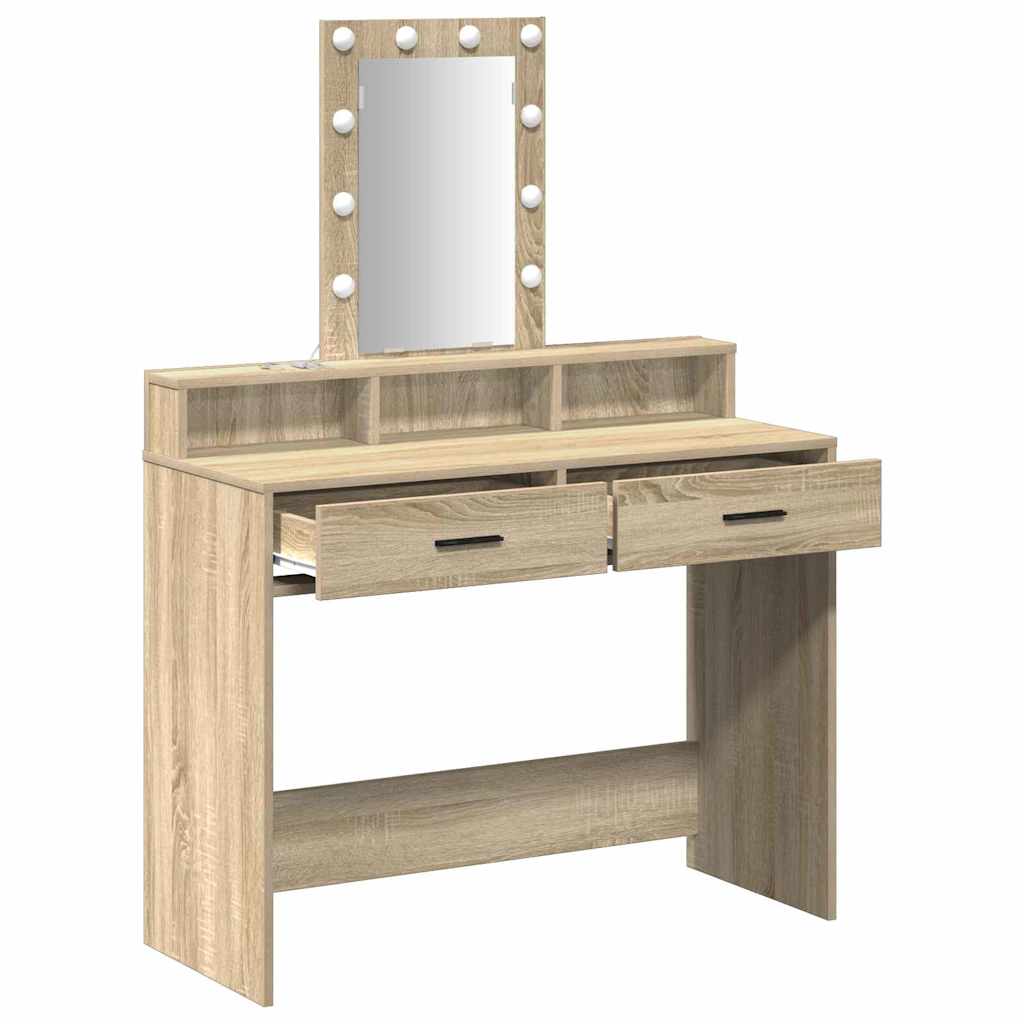 Sminkebord med speillys Brun 100 x 41 x 140 cm Konstruert tre