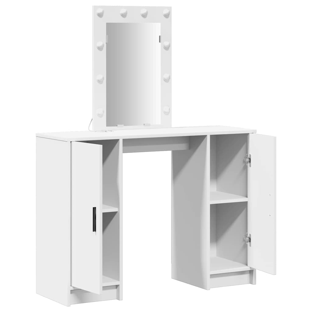 Sminkebord med speillys Hvit 102 x 33 x 135 cm Konstruert tre