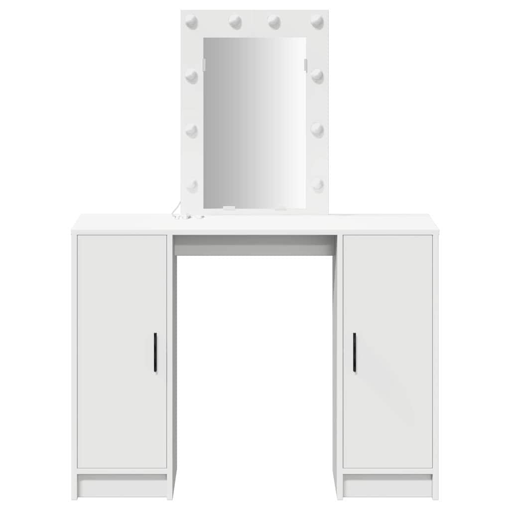 Sminkebord med speillys Hvit 102 x 33 x 135 cm Konstruert tre