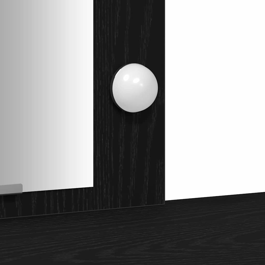 Sminkebord med speillys Svart 102 x 33 x 135 cm Konstruert tre