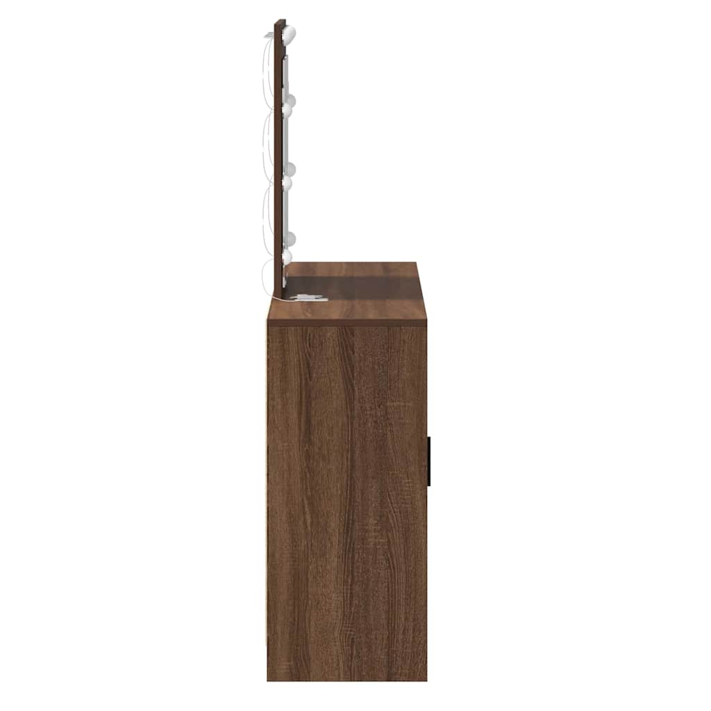 Sminkebord med speillys Brun 102 x 33 x 135 cm Konstruert tre