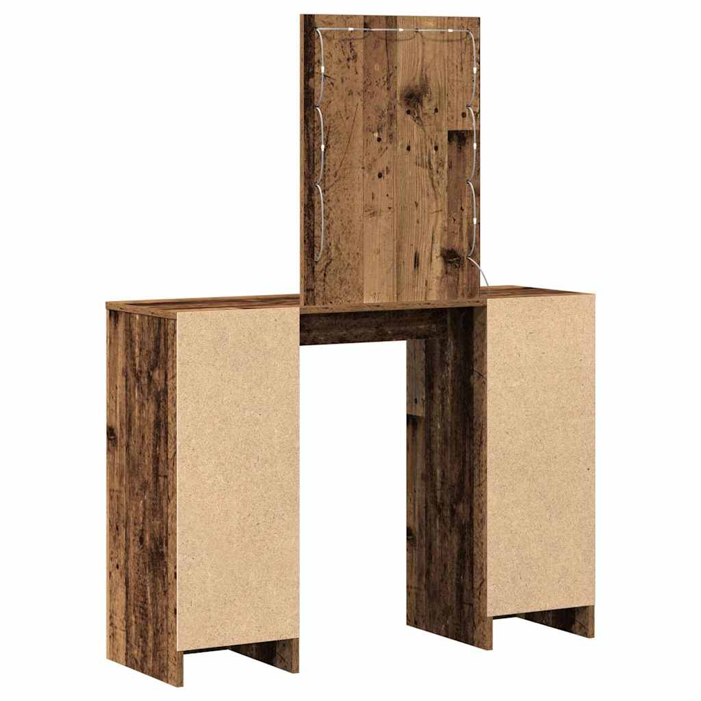 Sminkebord med speillys Brun 102 x 33 x 135 cm Konstruert tre