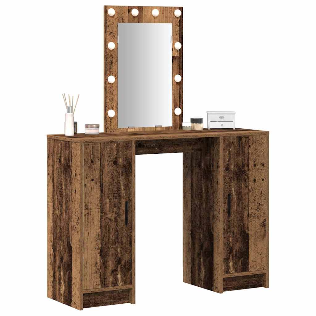 Sminkebord med speillys Brun 102 x 33 x 135 cm Konstruert tre