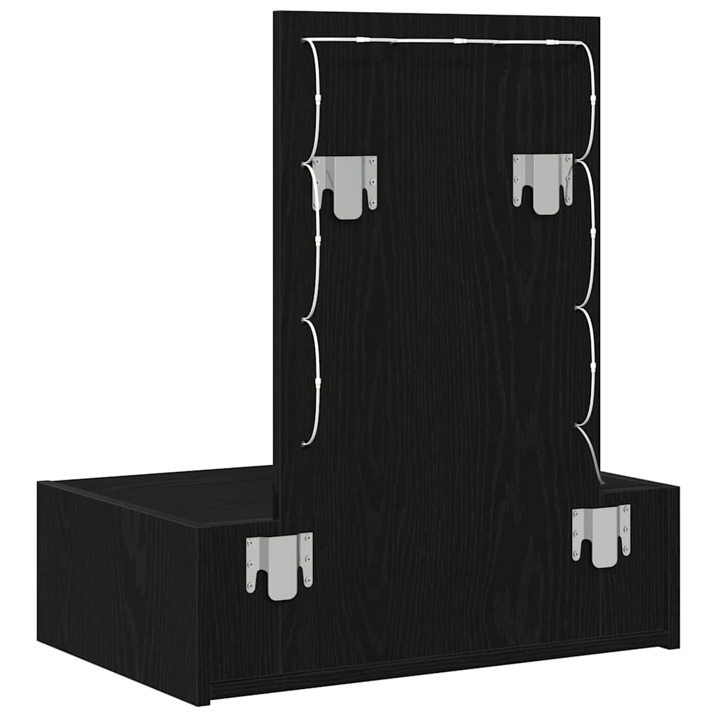 Sminkebord med speillys Svart 60 x 40 x 70 cm Konstruert tre