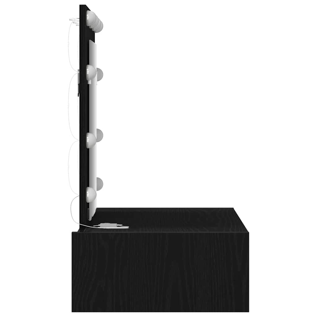 Sminkebord med speillys Svart 60 x 40 x 70 cm Konstruert tre