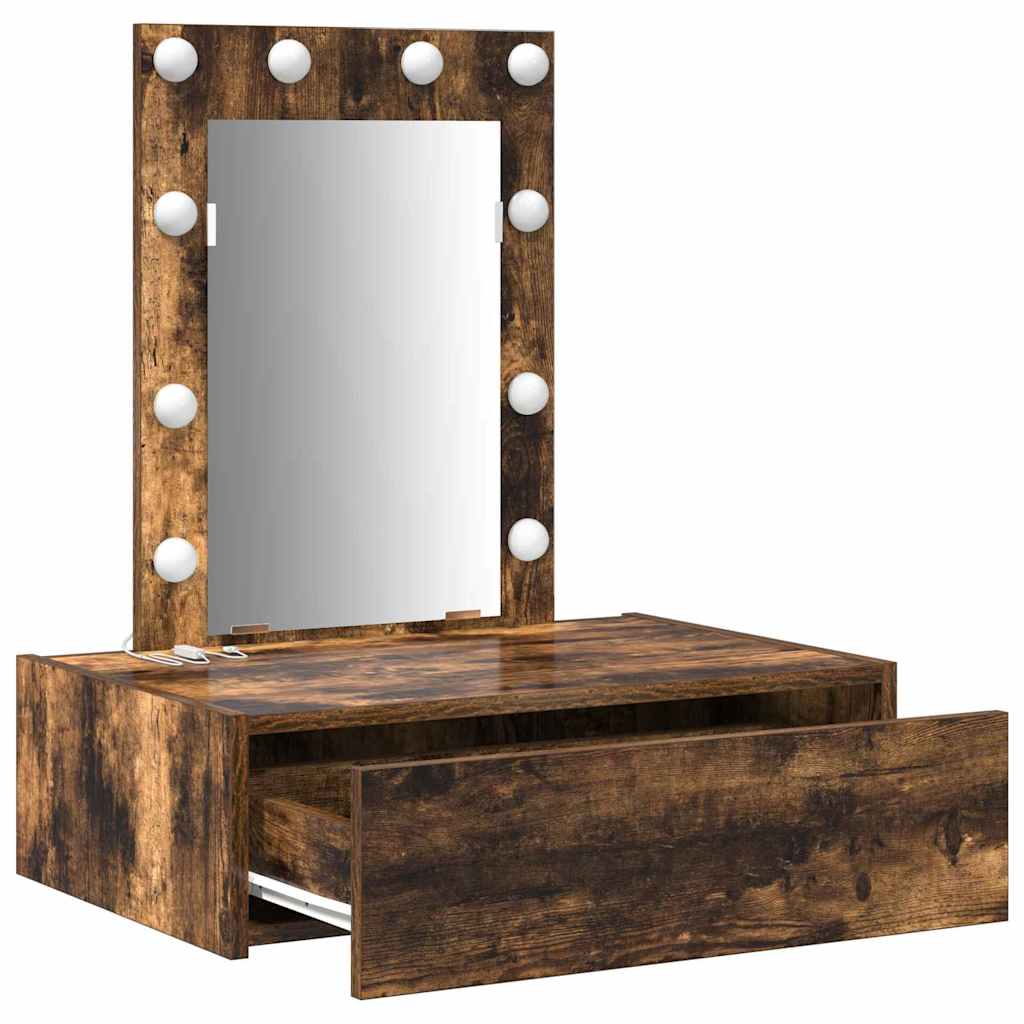 Sminkebord med speillys Brun 60 x 40 x 70 cm Konstruert tre