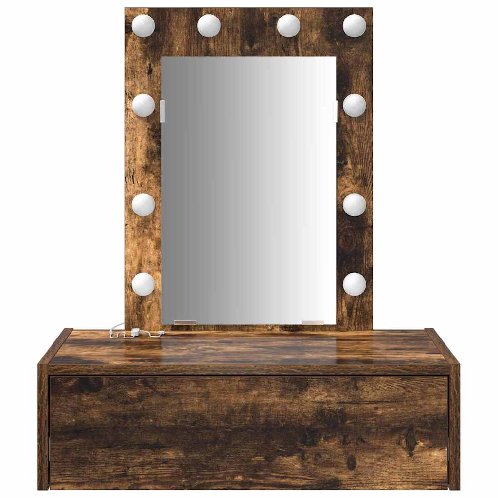 Sminkebord med speillys Brun 60 x 40 x 70 cm Konstruert tre