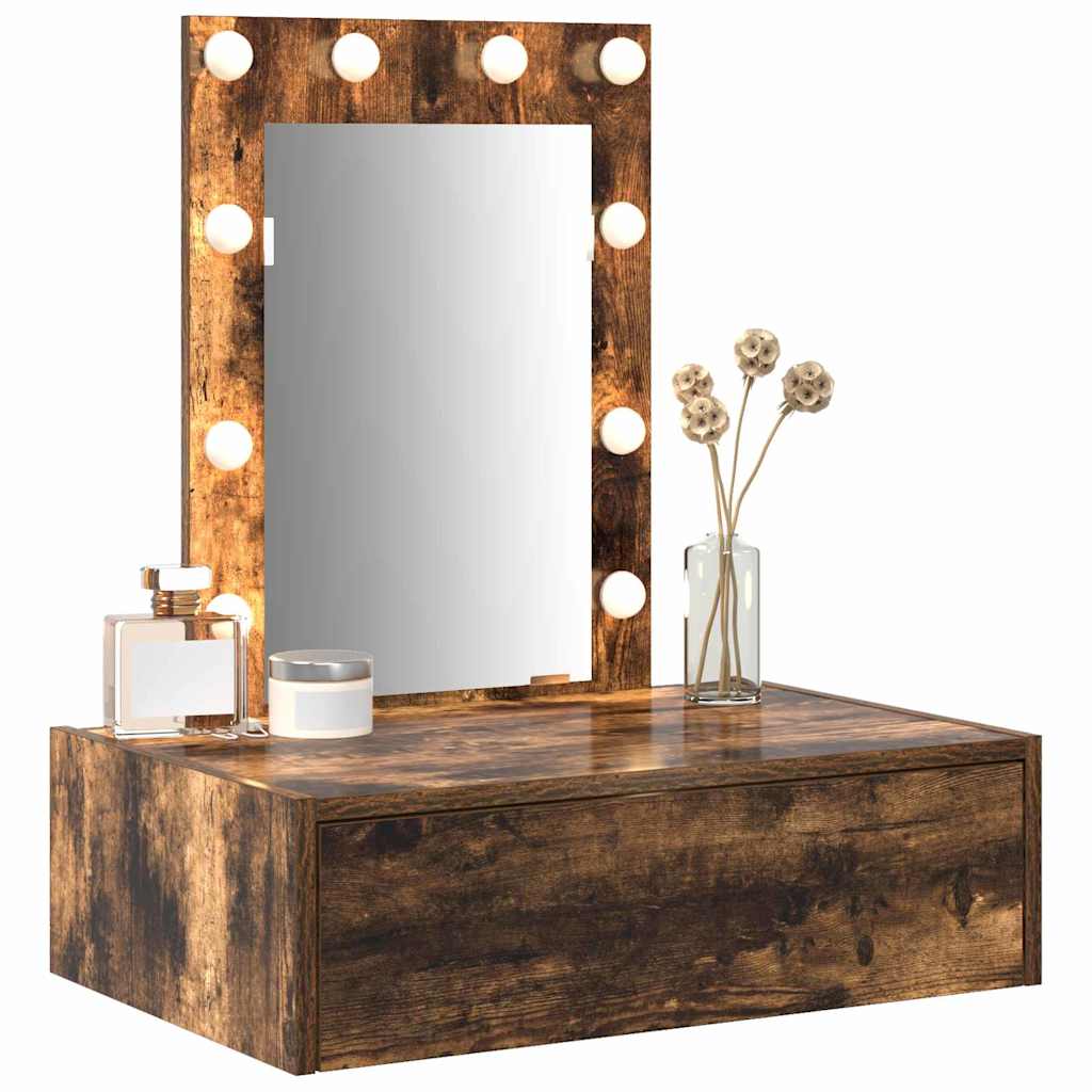 Sminkebord med speillys Brun 60 x 40 x 70 cm Konstruert tre