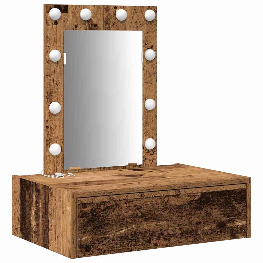 Sminkebord med speillys Brun 60 x 40 x 70 cm Konstruert tre