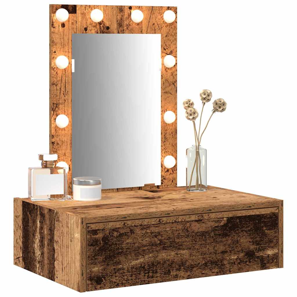 Sminkebord med speillys Brun 60 x 40 x 70 cm Konstruert tre
