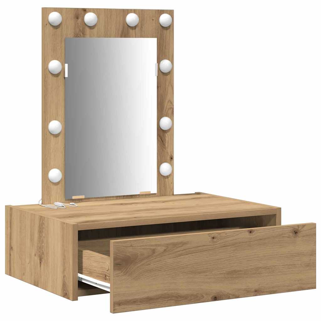 Sminkebord med speillys Brun 60 x 40 x 70 cm Konstruert tre