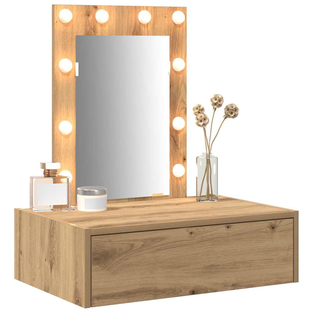 Sminkebord med speillys Brun 60 x 40 x 70 cm Konstruert tre