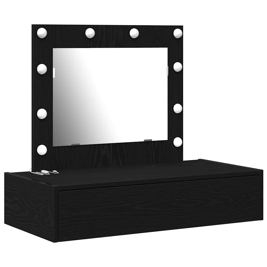 Sminkebord med speillys Svart 83 x 40 x 70 cm Konstruert tre