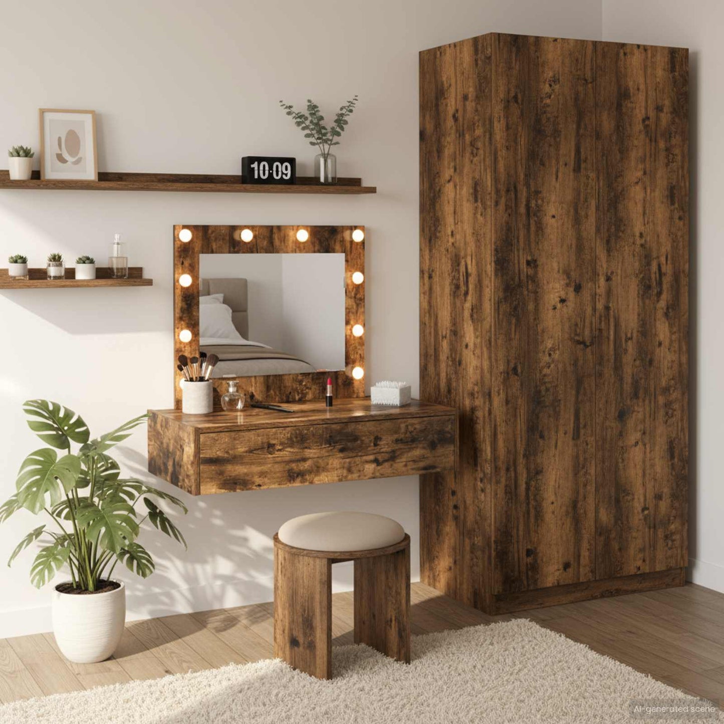 Sminkebord med speillys Brun 83 x 40 x 70 cm Konstruert tre
