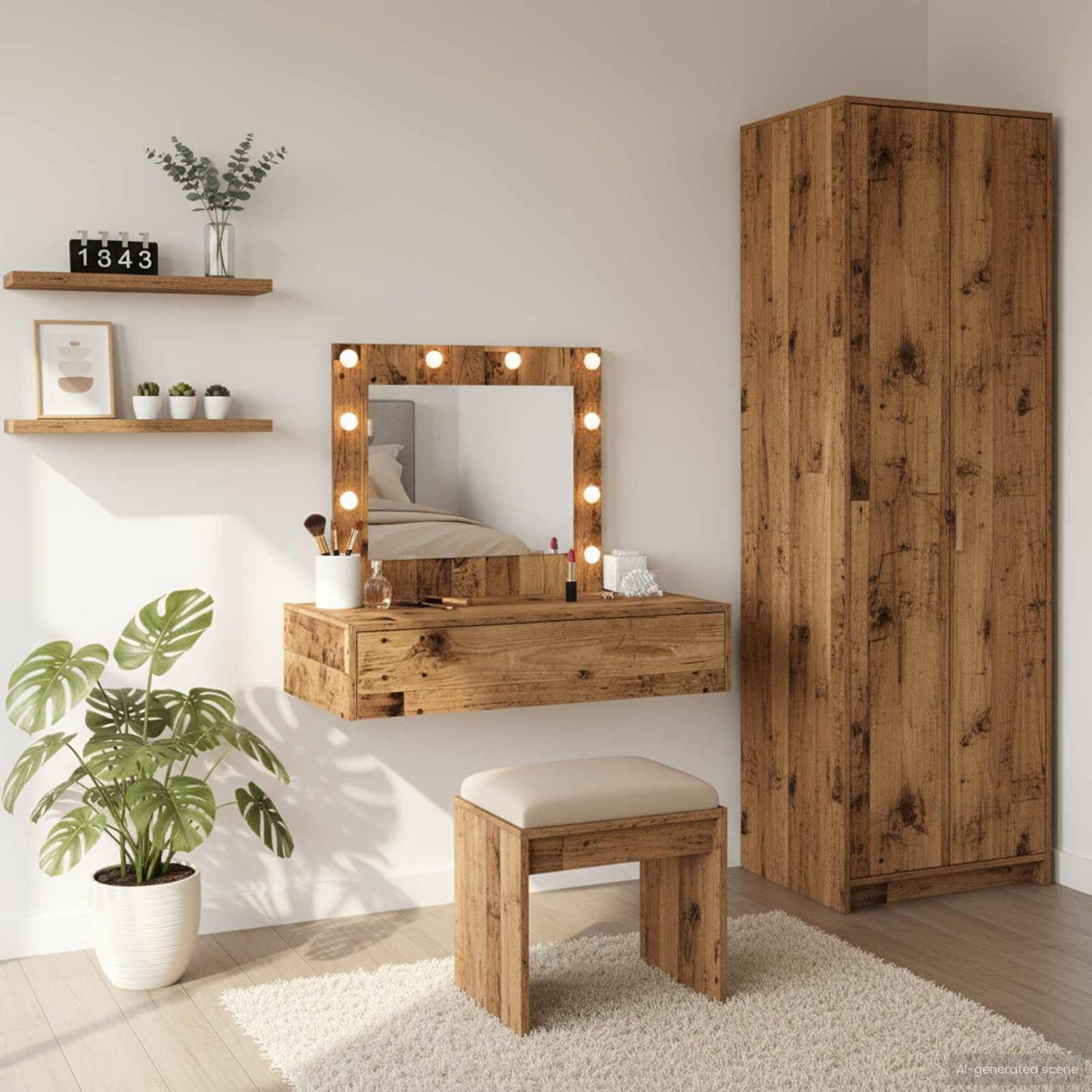 Sminkebord med speillys Brun 83 x 40 x 70 cm Konstruert tre