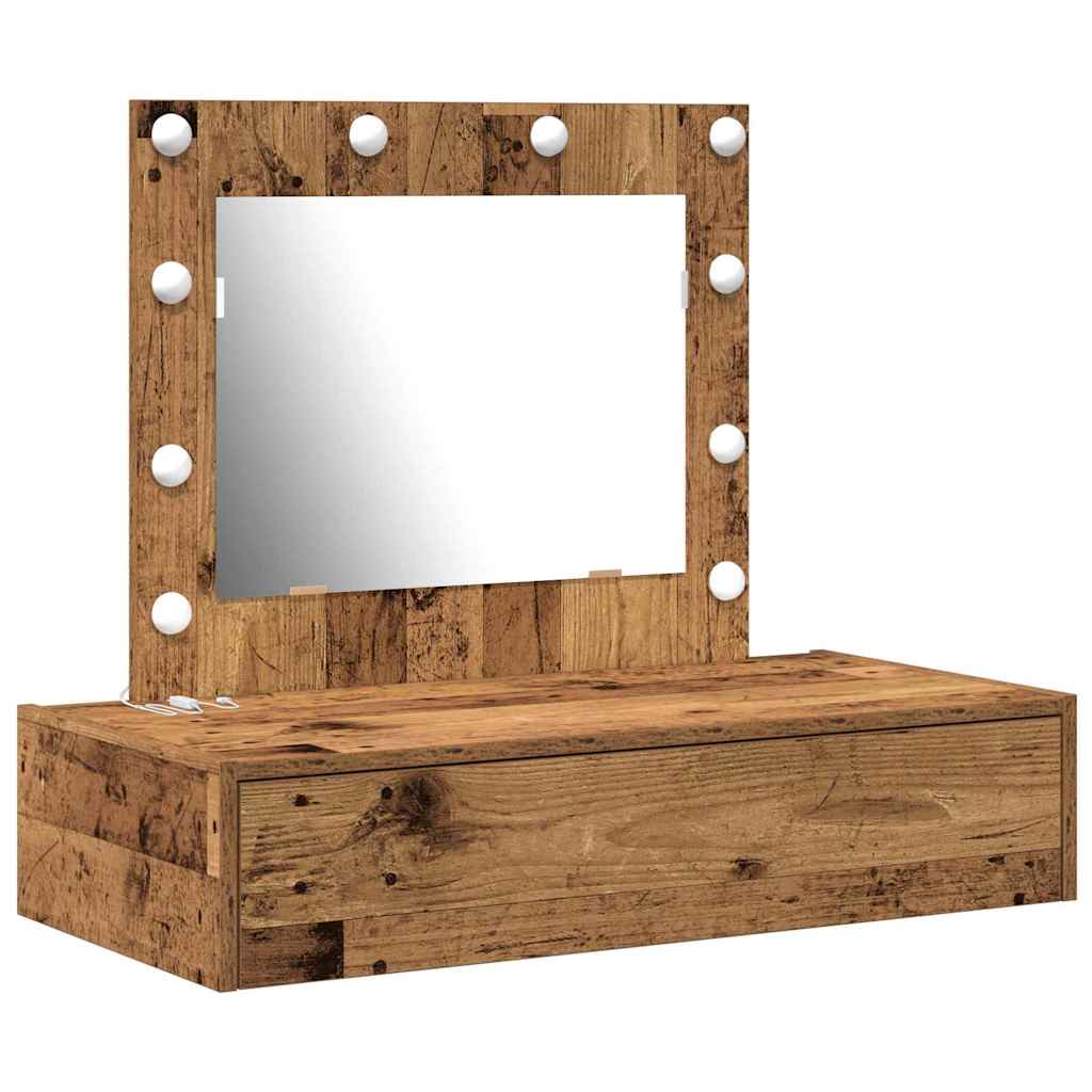 Sminkebord med speillys Brun 83 x 40 x 70 cm Konstruert tre