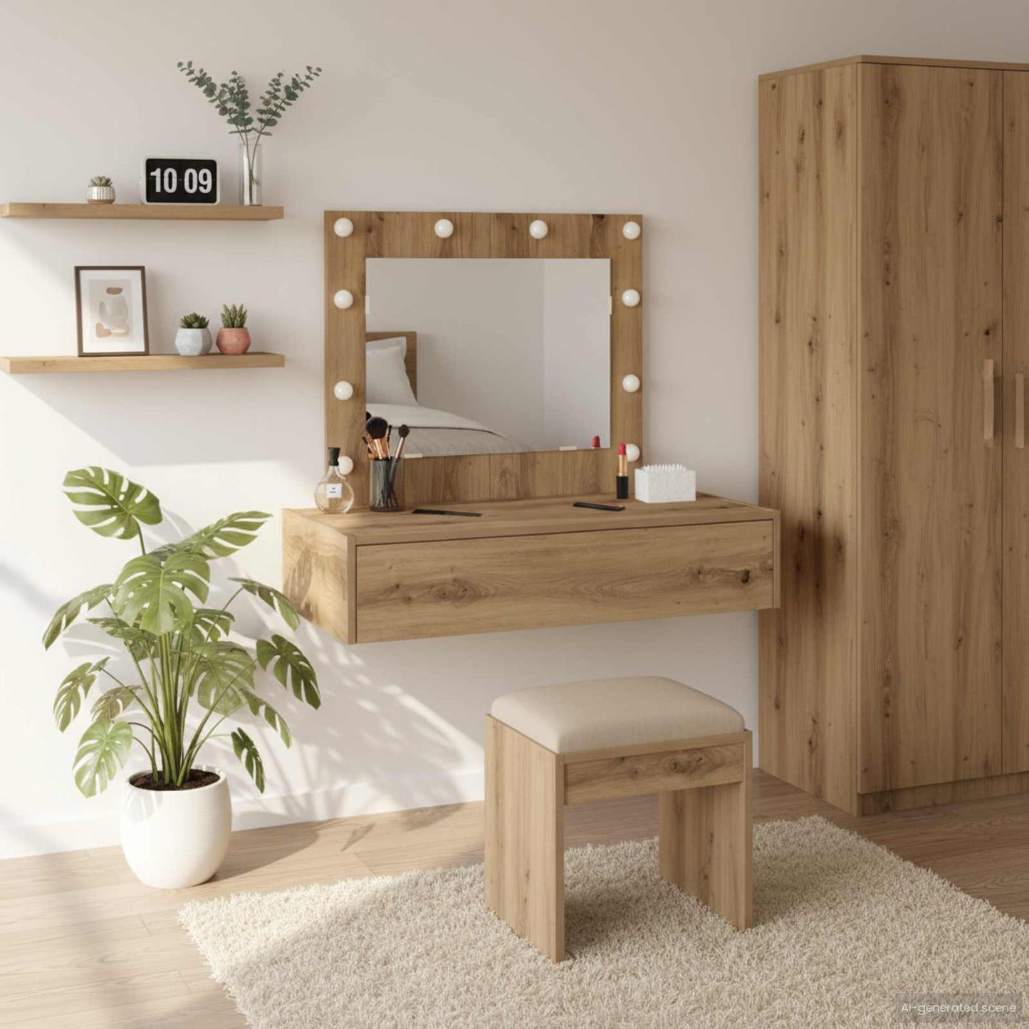 Sminkebord med speillys Brun 83 x 40 x 70 cm Konstruert tre