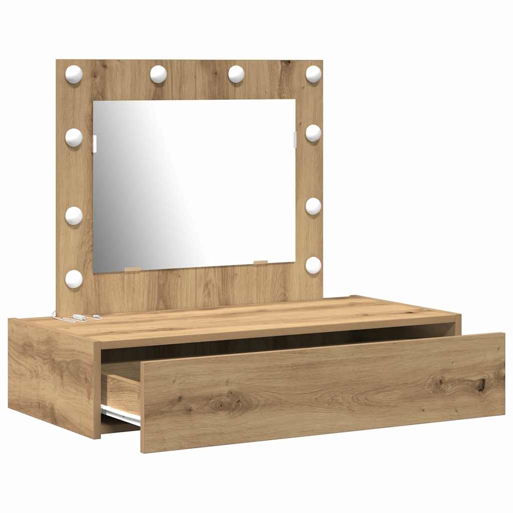 Sminkebord med speillys Brun 83 x 40 x 70 cm Konstruert tre