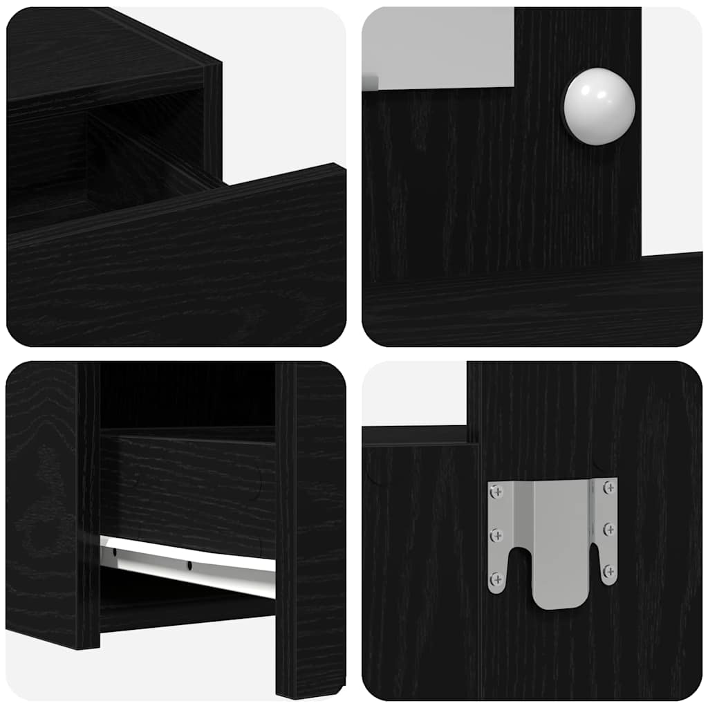 Sminkebord med speillys Svart 100 x 40 x 70 cm Konstruert tre
