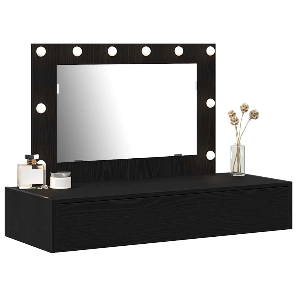 Sminkebord med speillys Svart 100 x 40 x 70 cm Konstruert tre