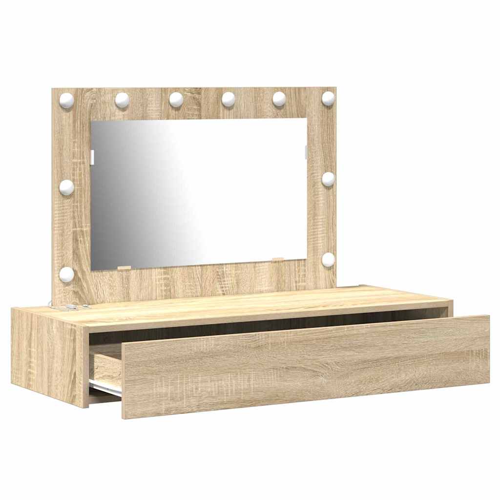 Sminkebord med speillys Brun 100 x 40 x 70 cm Konstruert tre